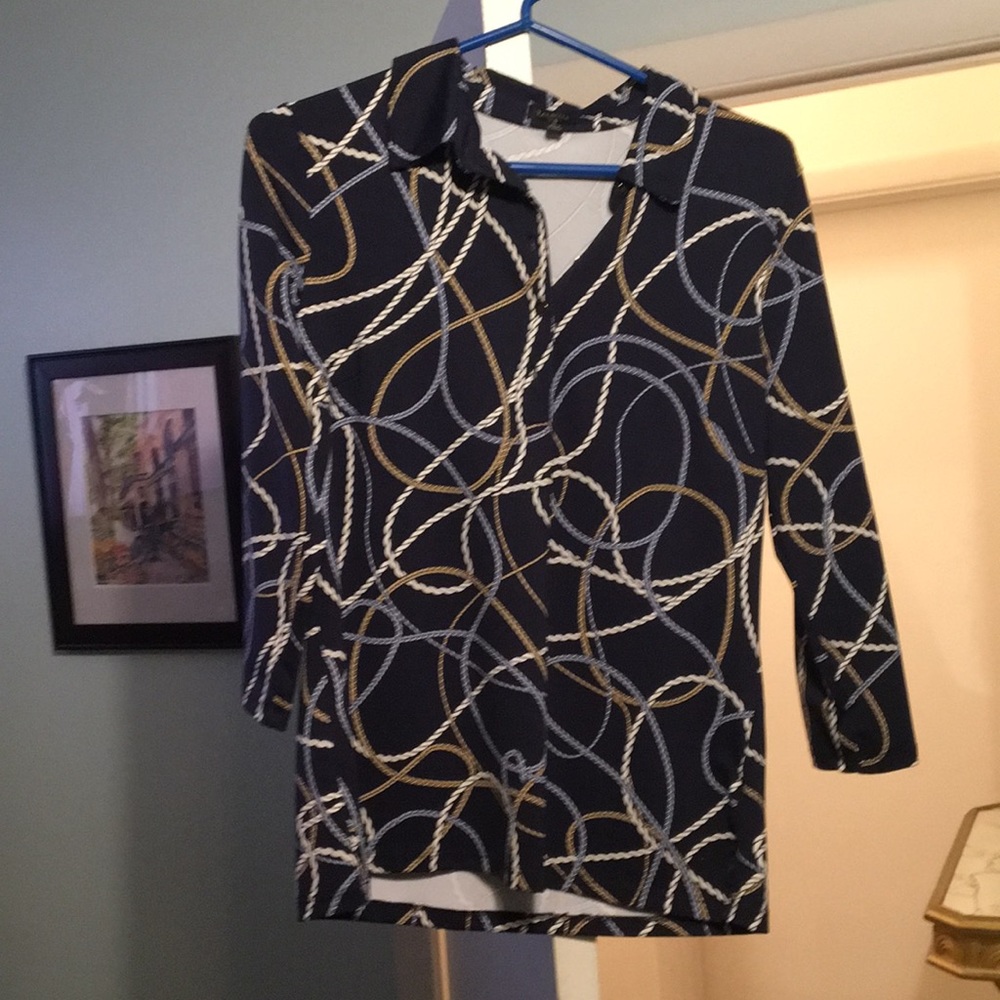 Dark Blue Patterned Blouse - image 1